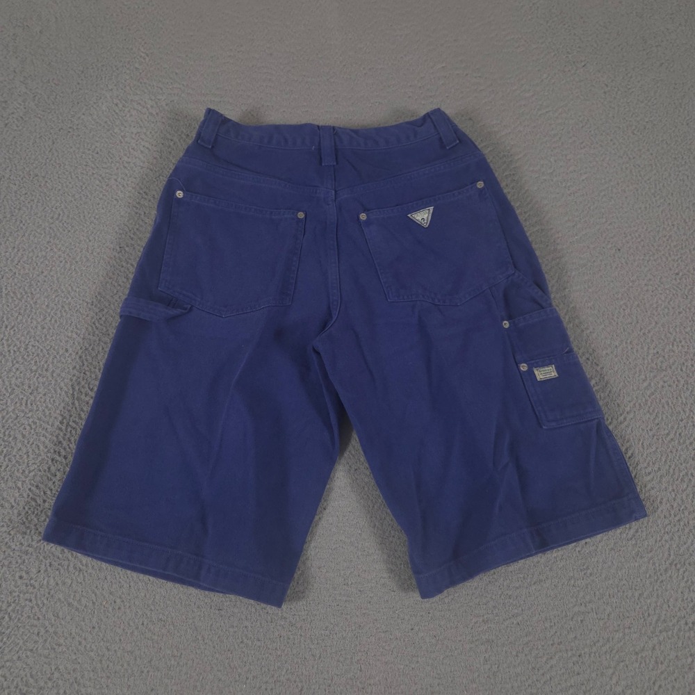 VINTAGE Guess Shorts Mens 32 Blue Carpenter Wide Leg Cotton Utility Pockets 90s